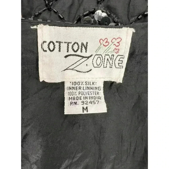 Vintage Cotton Zone Black Sequin Vest 100% Silk Size MEDIUM Snaz Up an Outfit - Picture 7 of 9